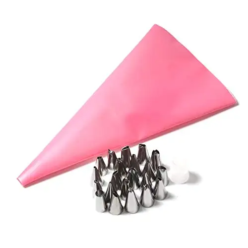 Pink 26 шт./компл. силиконовый кондитерский мешок советы Кухня DIY обледенение трубопроводов крем многоразовый кондитерский сумки+ 24 Насадки Набор Инструменты для украшения торта - Цвет: Pink