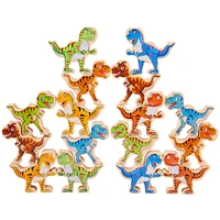dino toys kids wooden dinosau balance board game educational stacking toy wooden dinosaur toys for 3 6 year old children