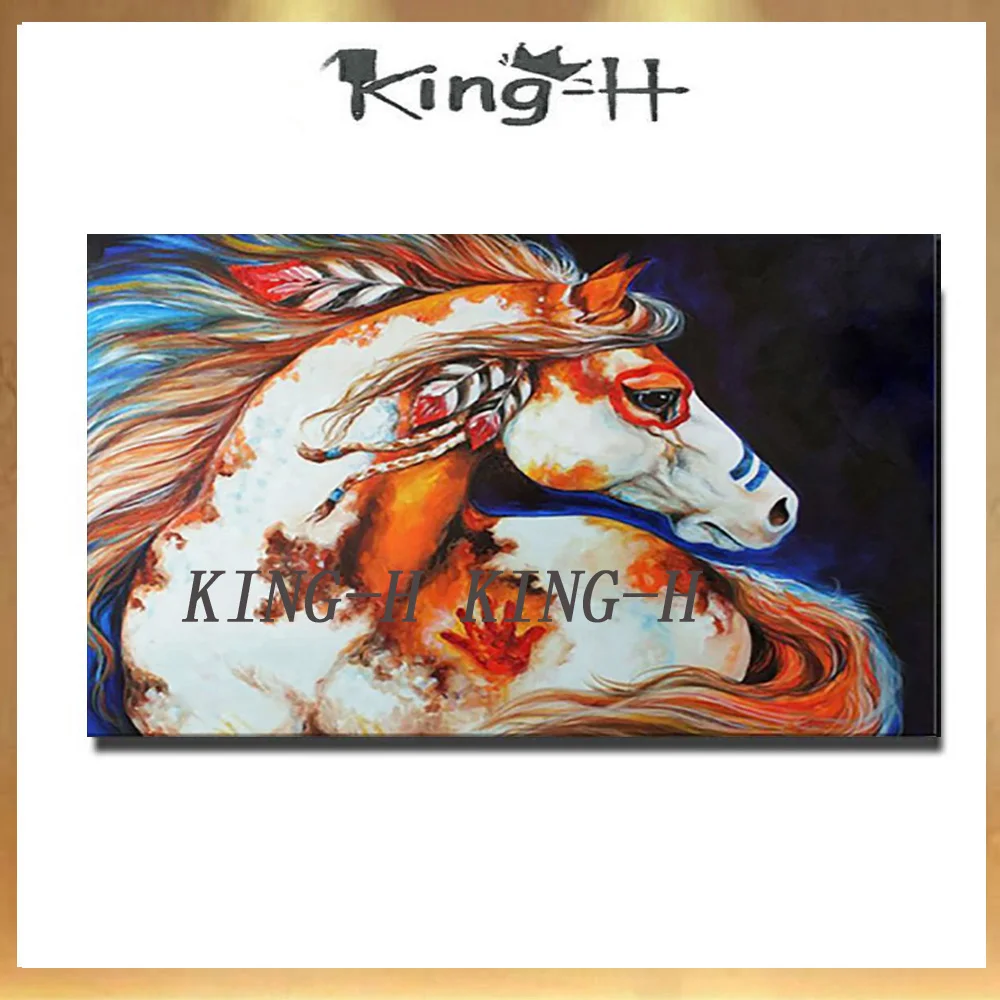 

Pintura al óleo de caballo de alta calidad pintada a mano en lienzo pintura al óleo de caballo Animal mercno para pared de sala