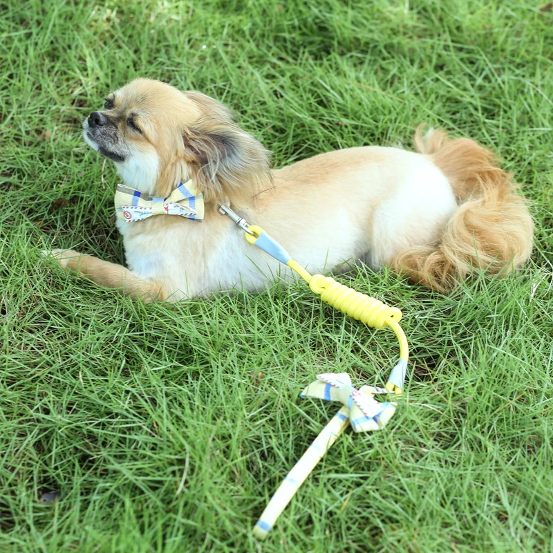 Поводок для ошейника домашних животных клетчатый бант из нейлона регулируемый