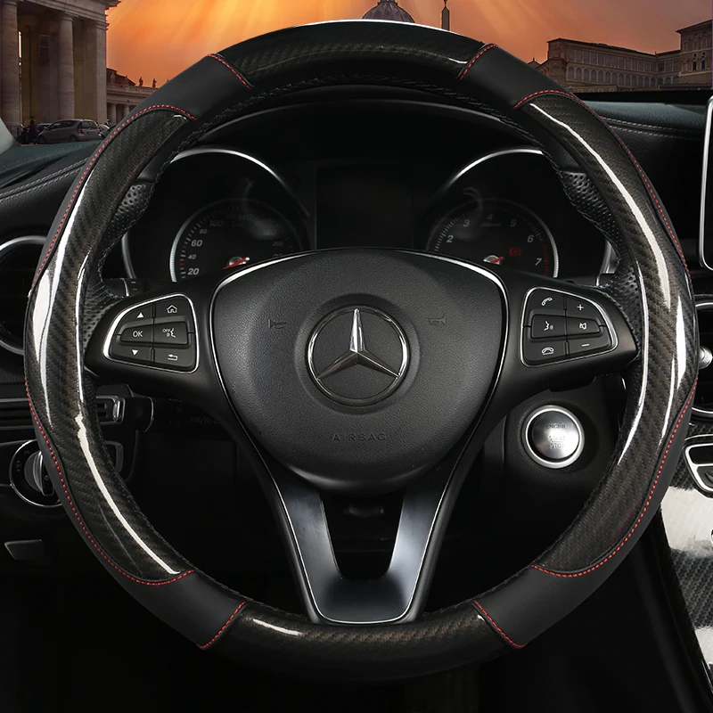 

Car Steering Wheel Cover D Shape For VW GOLF 7 2015 POLO JATTA Passat Tiguan For Nissan Qashqai J11 X-trail T32 2015- 2017 2018