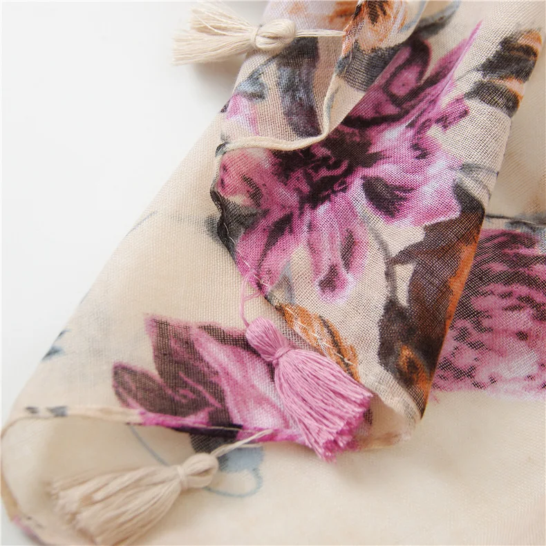 

2020 Luxury Brand New Pink Printed Cotton silk scarf Sunscreen Shawls Fashion Hijab pashmina infinity blanket scarves women