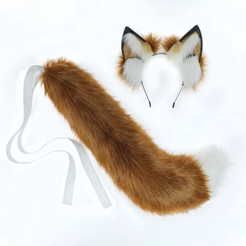 Повязка на голову в стиле аниме Золотая лиса уши и хвост зверя волчьи кошачьи