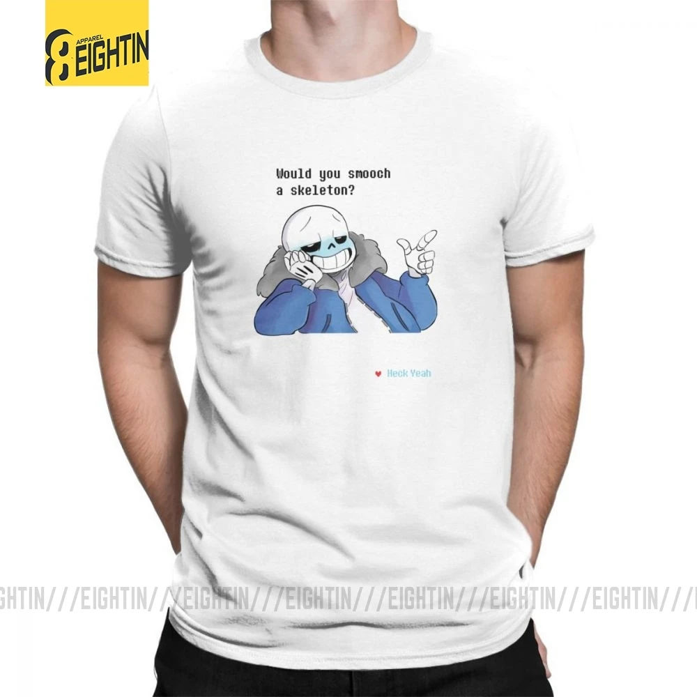 Футболки Undertale Новые мужские футболки с круглым вырезом из чистого хлопка с коротким рукавом для отдыха больших размеров - Цвет: Белый