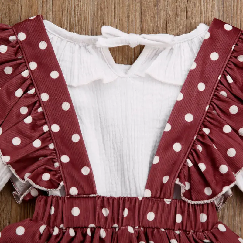 

Pudcoco Baby Spring Autumn Fashion Newborn Baby Girl Ruffle Long Sleeve Bodysuit Tops Strap Dress Outfit Clothes