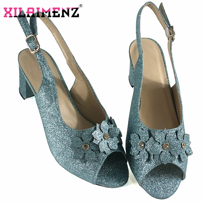 Новейший дизайн итальянские туфли лодочки на низком каблуке цвет королевский