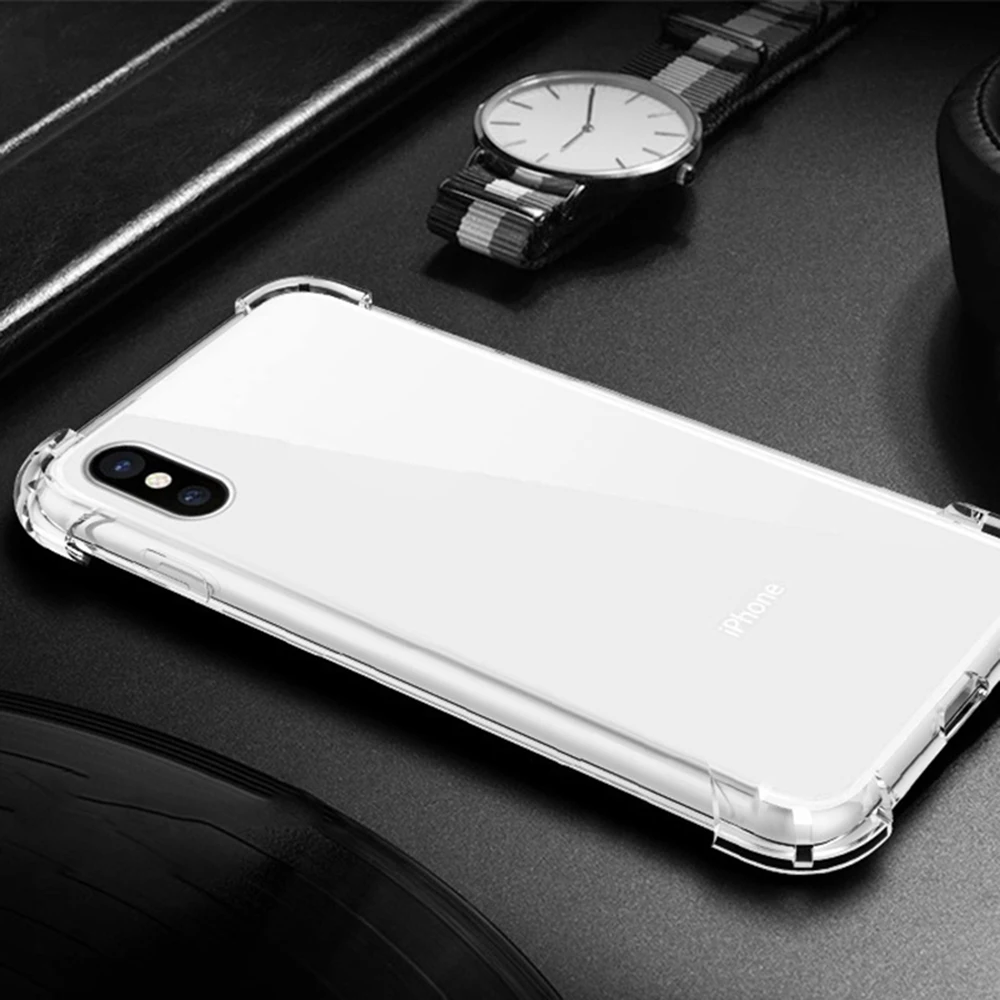 Противоударный прозрачный чехол из ТПУ для iPhone X XS XR Max 8 7 6 6S Plus прозрачная