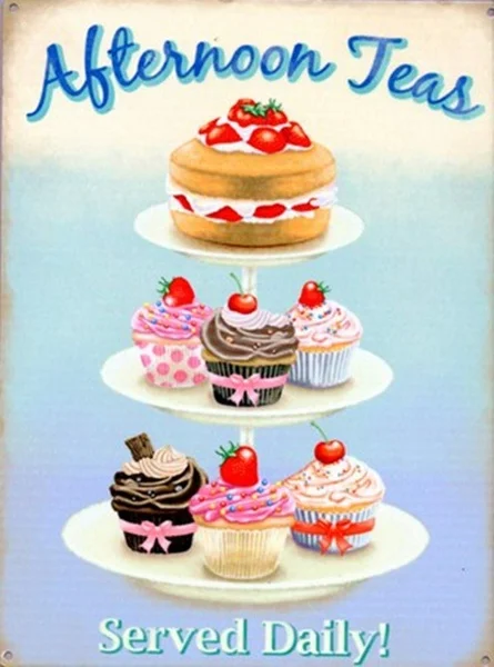 

Afternoon Teas Served Daily Tin Sign art wall decoration,vintage aluminum retro metal sign,