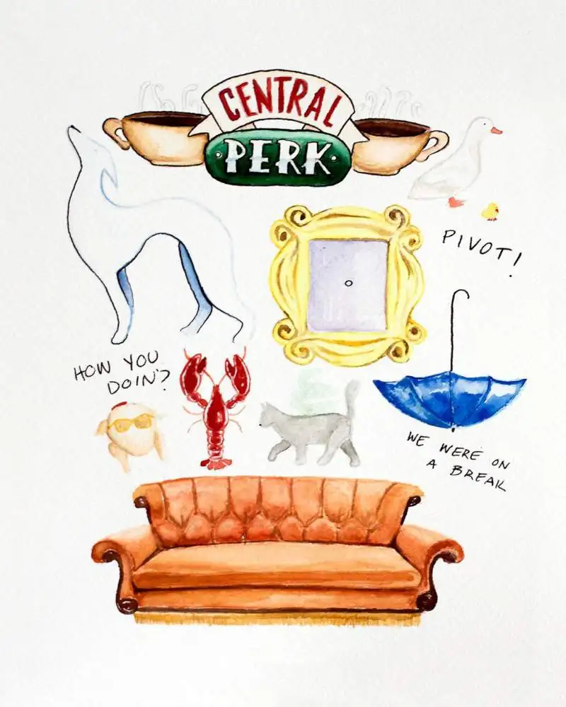 YS1471 Central perk акварельная картина на холсте с героями телесериала «Друзья» плакат Северная Настенная картина печатает фотографии для Гостиная домашний декор - Цвет: YS1471