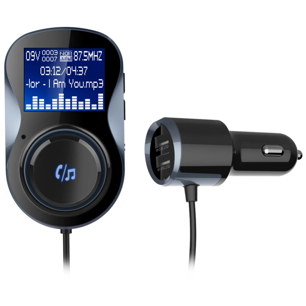 

FM-модулятор с двумя USB-портами для быстрой зарядки, Автомобильный Mp3 Bluetooth плеер BC30