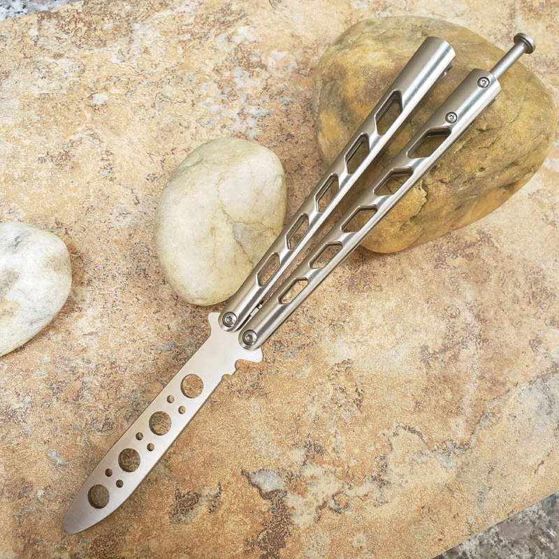 

Butterfly Swing Knife Theone Titanium Handle Angel 40 Practice Hunting Knife Folding Pocket EDC Tools Not Sharp Blade EDC Tool