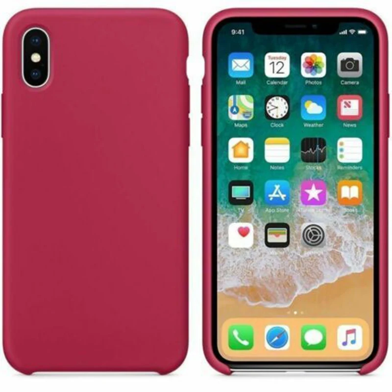 Жесткий силиконовый чехол для телефона с логотипом для iPhone X, XR, XS, Max, 6, 6 S, 7, 8 Plus, iPhone 11, 11Pro, Max, чехол - Цвет: Розово-красный