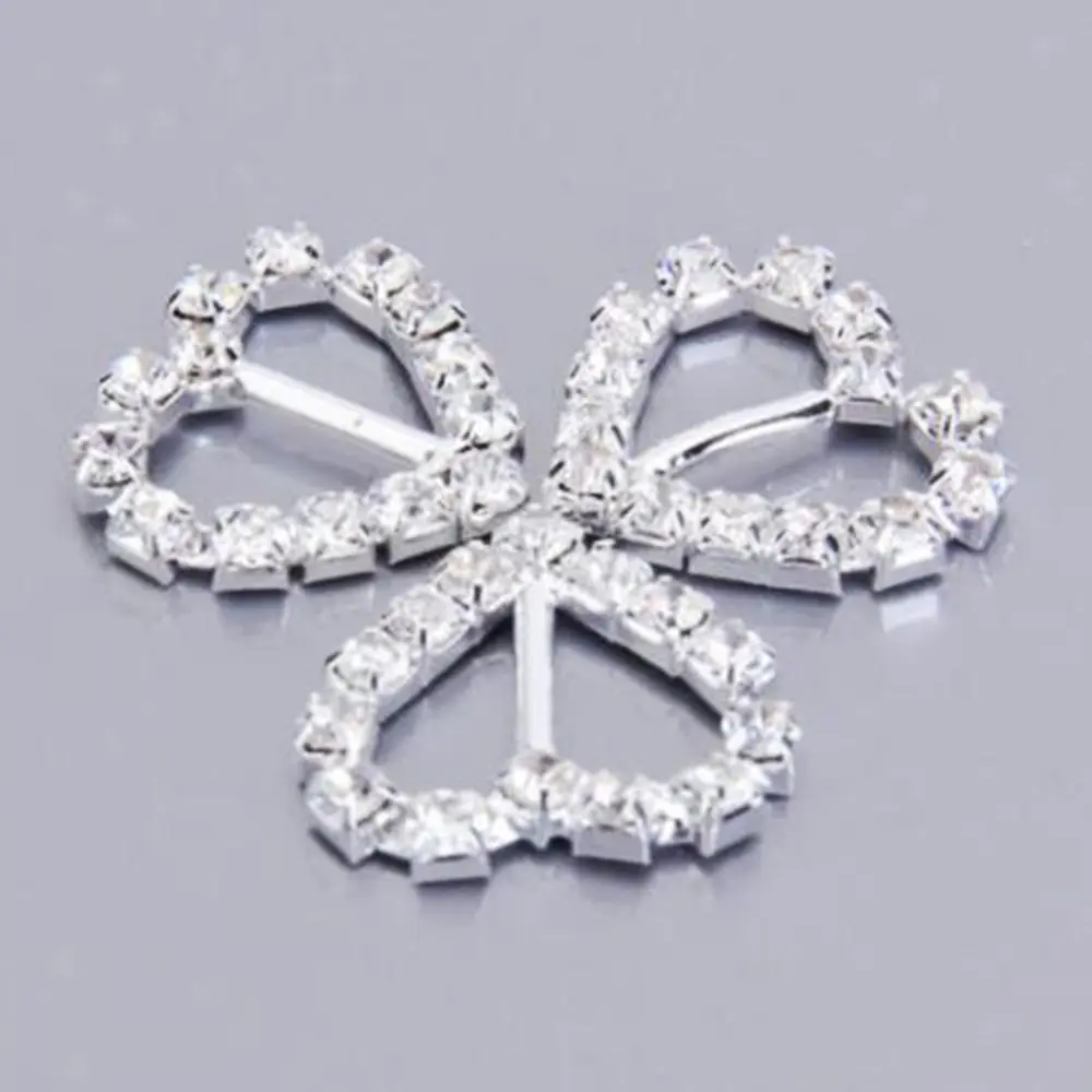 10pcs Vertical Heart 10 шт./упак. круглый в форме квадрата в форме сердца Форма с украшением в виде кристаллов стразы пряжка приглашения на свадьбу Лента слайдер горный хрусталь для свадьбы серебряные аксессуары - Цвет: 10pcs Vertical Heart