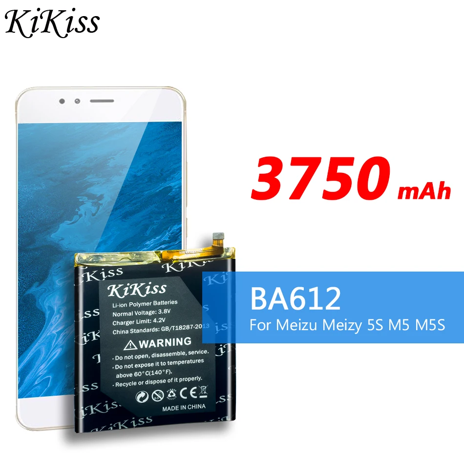 

Аккумулятор KiKiss 3750 мАч для Meizu BA612, аккумулятор для Meizu 5S M5S M612Q M612H M612M, стандартный аккумулятор высокого качества + Бесплатные инструменты