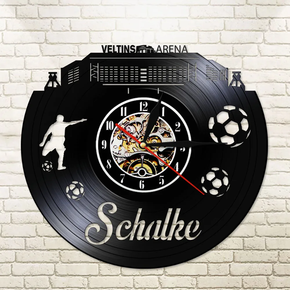 Gelsenkirchen Skyline тихие настенные часы немецкий город футбол стадион фанаты празднования Чемпион стены искусства Виниловая пластинка часы