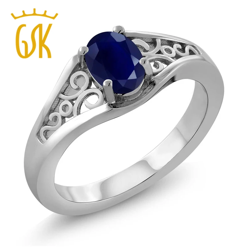 Винтажное кольцо GemStoneKing из стерлингового серебра 925 пробы с овальным синим