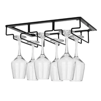 Row Wine Glass Rack Under Cabinet Stemware Wine Glass Holder Glasses Storage Hanger Metal Organizer for Bar Kitchen