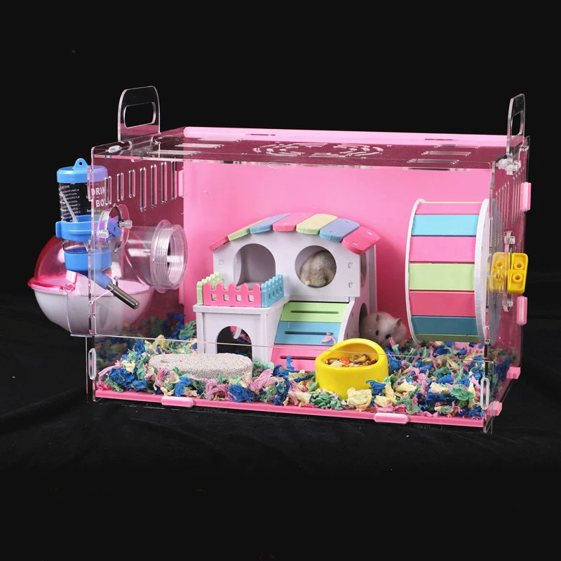 

Transparent Hamster House Acrylic Hamster Guinea Pig Cage Oversized Villa Small Pet Nest Toy Supplies Set Hamster Accessories