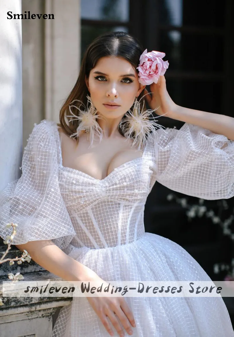 Smileven блестящее свадебное платье в стиле бохо кружевное невесты с пышными