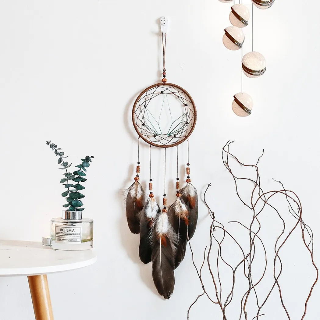 

1 X Hanging Decoration 53cm Dream Catchers Feather Beads Hanging Handmade Balcony Home Decoration High Quality