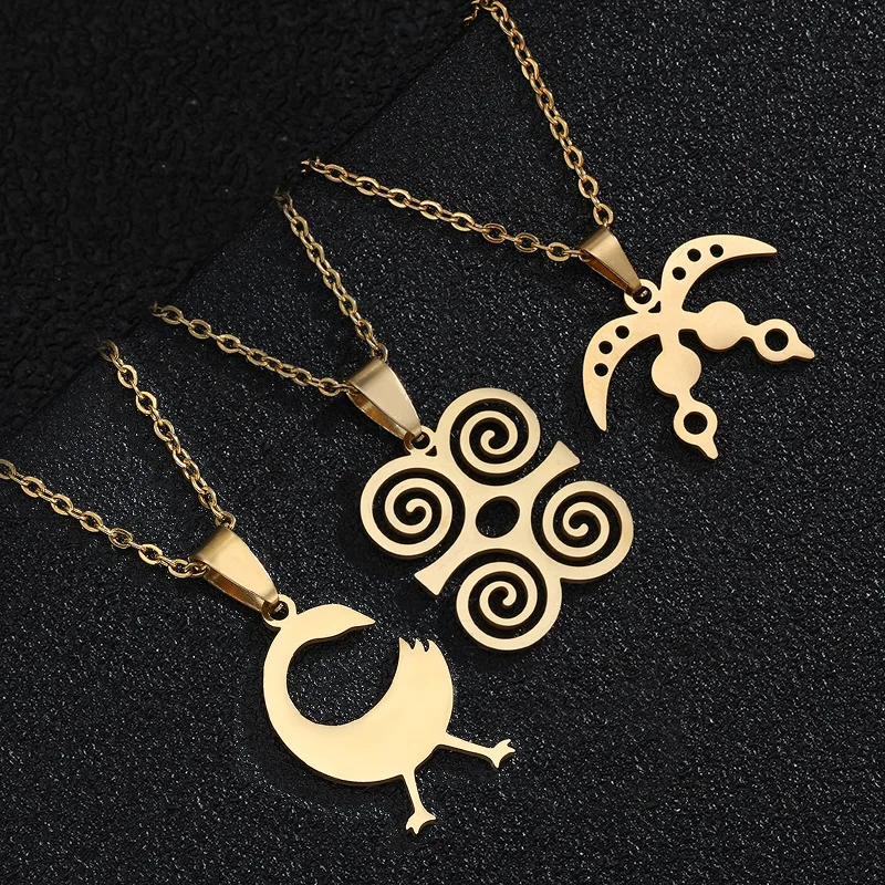 

Stainless Steel Adinkra Gye Nyame Necklace For Women Men African Symbols Pendant Necklace Chain Jewelry Bijoux Collier