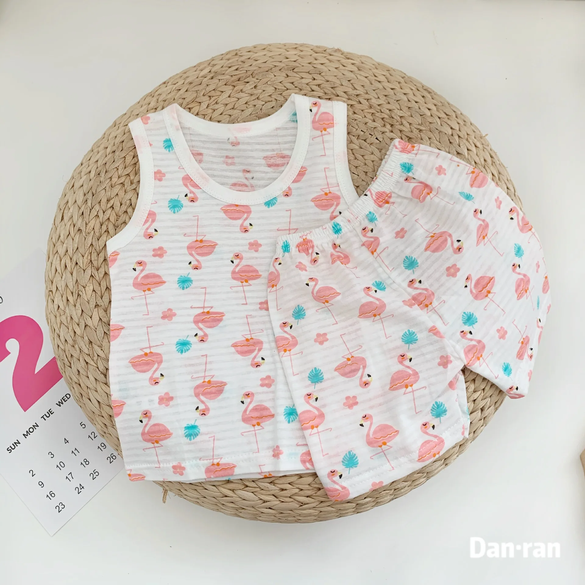 

2021Summer New Vest Suit Children's and Girls' Vest and Shorts Korean Boy Summer Suit Breathable and Cool Cotton Vest boy outfit