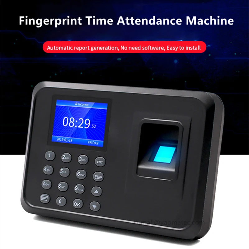 Intelligent Biometric Fingerprint Time Clock Recorder Device LCD Scree Employee Fingerprint Attendance Machine