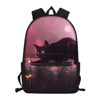 fashion children little canvas backpack fantasy black cats print pattern students school book bags kids travel backpacks