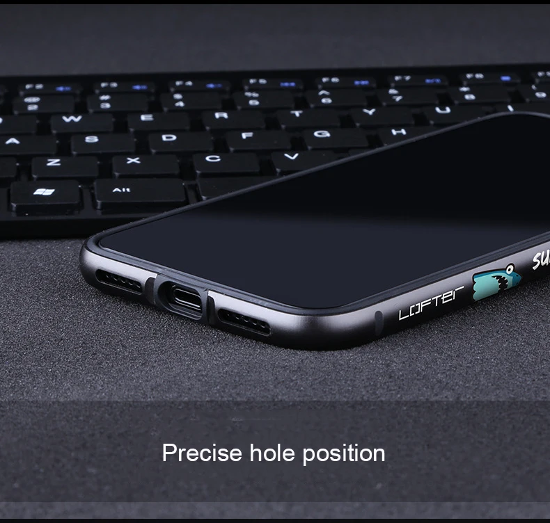 Металлический бампер для телефона с акулой для iPhone XR, чехол для телефона s для iPhone XS Max, чехол с мультяшным рисунком, алюминиевая силиконовая рамка, чехол