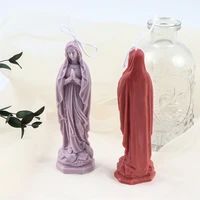 devout virgin mary silicone candle mould diy handmade stand pray goddess ornament aromatherapy sister plaster statue mold art