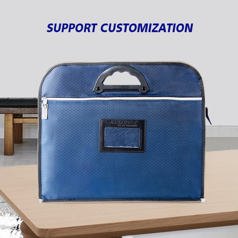 

Business Card Canvas B4 Office Zipper Large Capacity Multi-layer Waterproof Document Meeting Bag