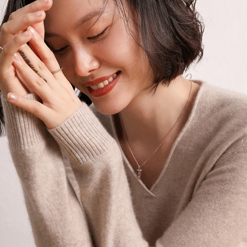 

Wool Cashmere 35% Rolled V-Neck Pullover Womens Sweaters New Colors Base Shirt Warm Knitted Sweater Tops Winter Necessity #2007