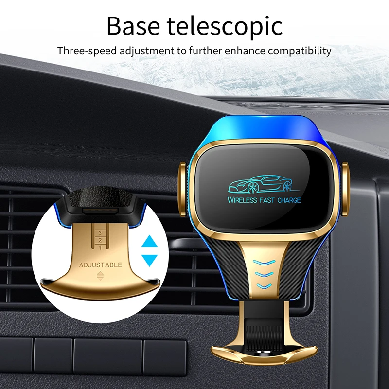 auto clamping 15w phone holder mount car air vent holder qi car charger universal fast wireless car charger with magnetic free global shipping