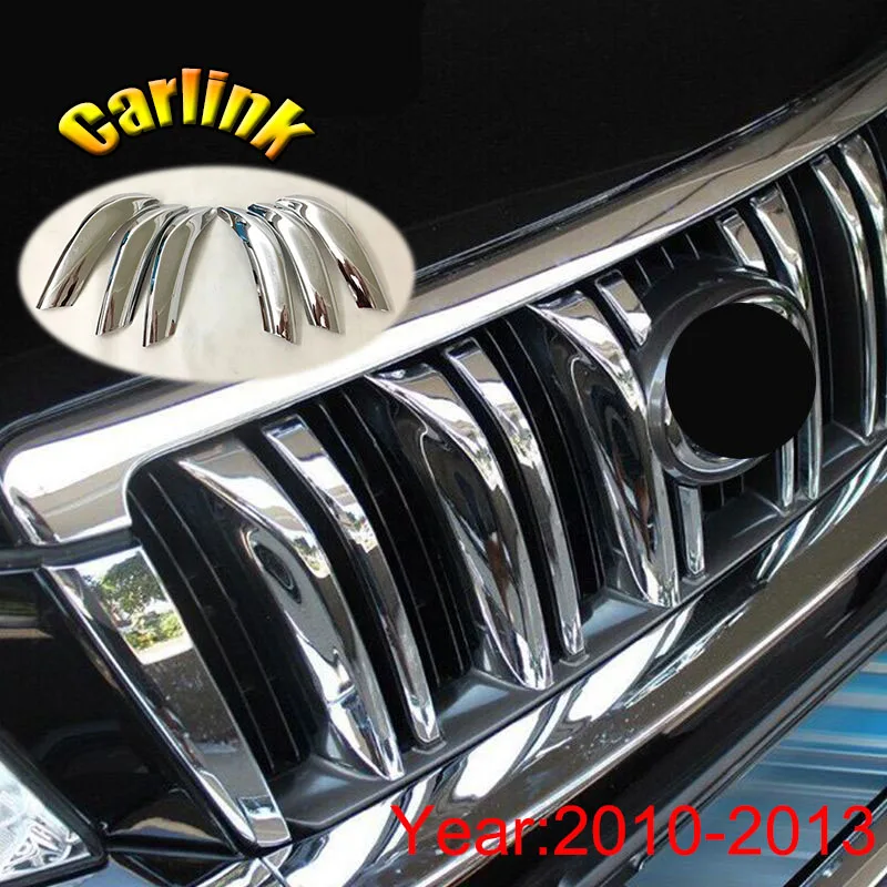 

Накладка для Toyota Land Cruiser Prado 150, 2010, 2011, 2012, 2013, хромированная решетка из АБС-пластика, 6 шт.