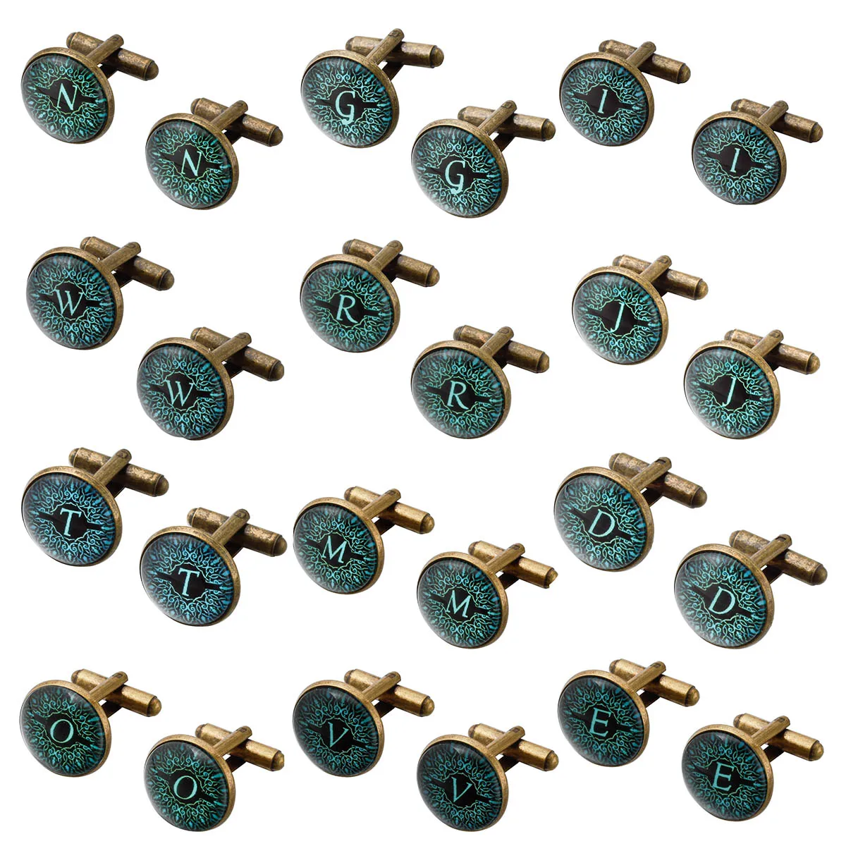 

BRONZE Men Alphabet CufflinkS Male Formal Business Shirt Initial letter Wedding Silvery Blue Letter cuff link bouton manchette