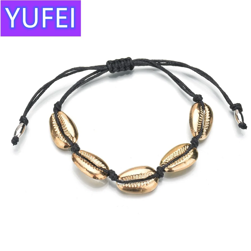 

Handmade Sea Shell charm Bracelets For Women Bohemian beach cowrie Seashell puka String Rope chains 2019 Fashion Boho Jewelry