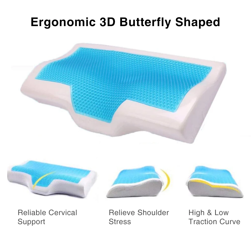 

Silicone Gel Memory Foam Pillow Summer Ice Cooling Pillow Neck Comfort Orthopedic Cervical Deep Sleep Head Rest with Mesh Pillow