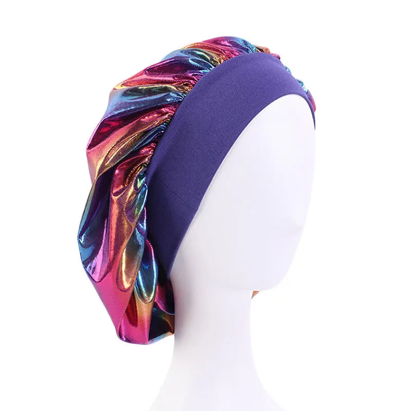 

Newly Women's Satin Laser Sleeping Hat Night Sleep Cap Hair Care Bonnet Nightcap For Women Men Unisex Cap bonnet de nuit