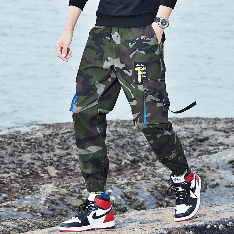 

2020 Men's Side Pockets Cargo Harem Pants Hip Hop Casual Male Joggers Trousers Fashion Casual StreetwearGyms Clothing Plus Pants