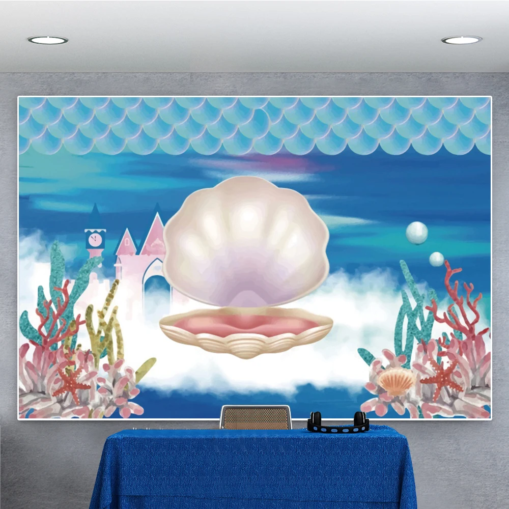 

Yeele Mermaid Scales Pearl Shell Baby Birthday Party Photography Backdrop Photographic Decoration Backgrounds For Photo Studio