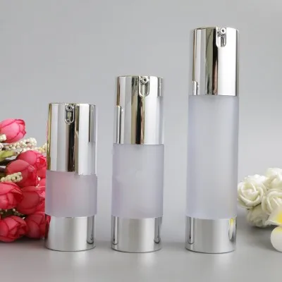 

10pcs Airless 15ml 30ml 50ml Empty Vacuum Pump Toilet Vessel Cosmetic Frosted Bottle Mini Transparent Lotion Makeup Container