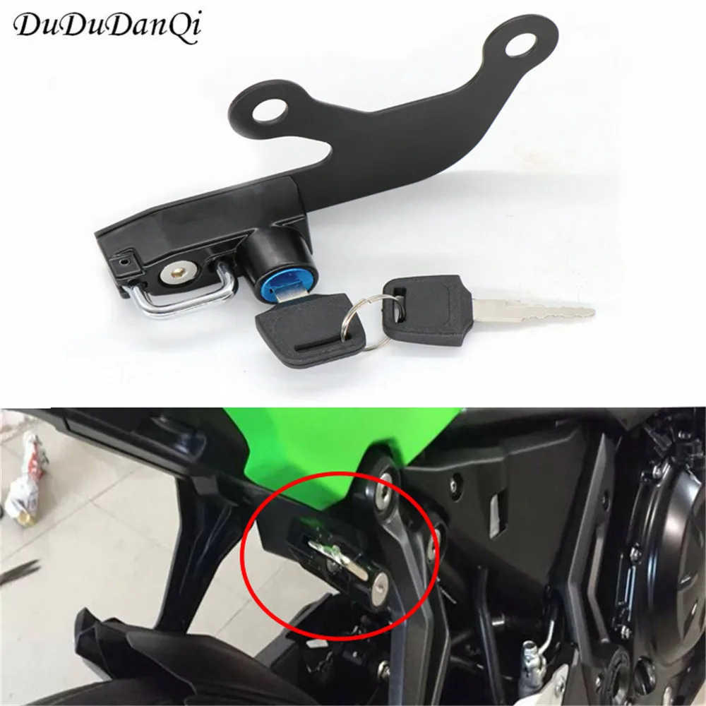

1 Pcs Black Motorcycle Helmet Lock with Two Keys Fits KAWASAKI NINJA 650 2017-2020 KAWASAKI Z 650 2017-2020