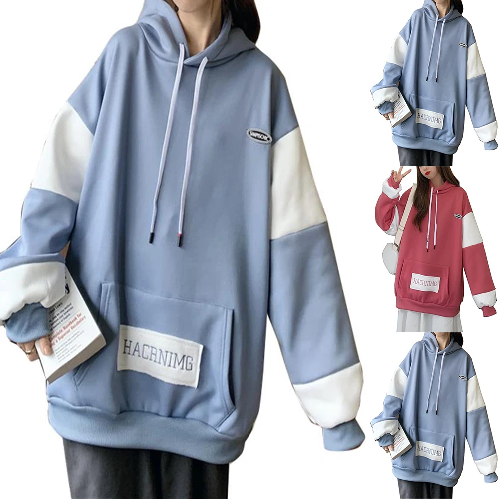 

Зимняя женская цветная верхняя одежда, толстая блузка с капюшоном, пуловер, свободный женский свитер, топ, повседневная одежда, пуловер, оде...