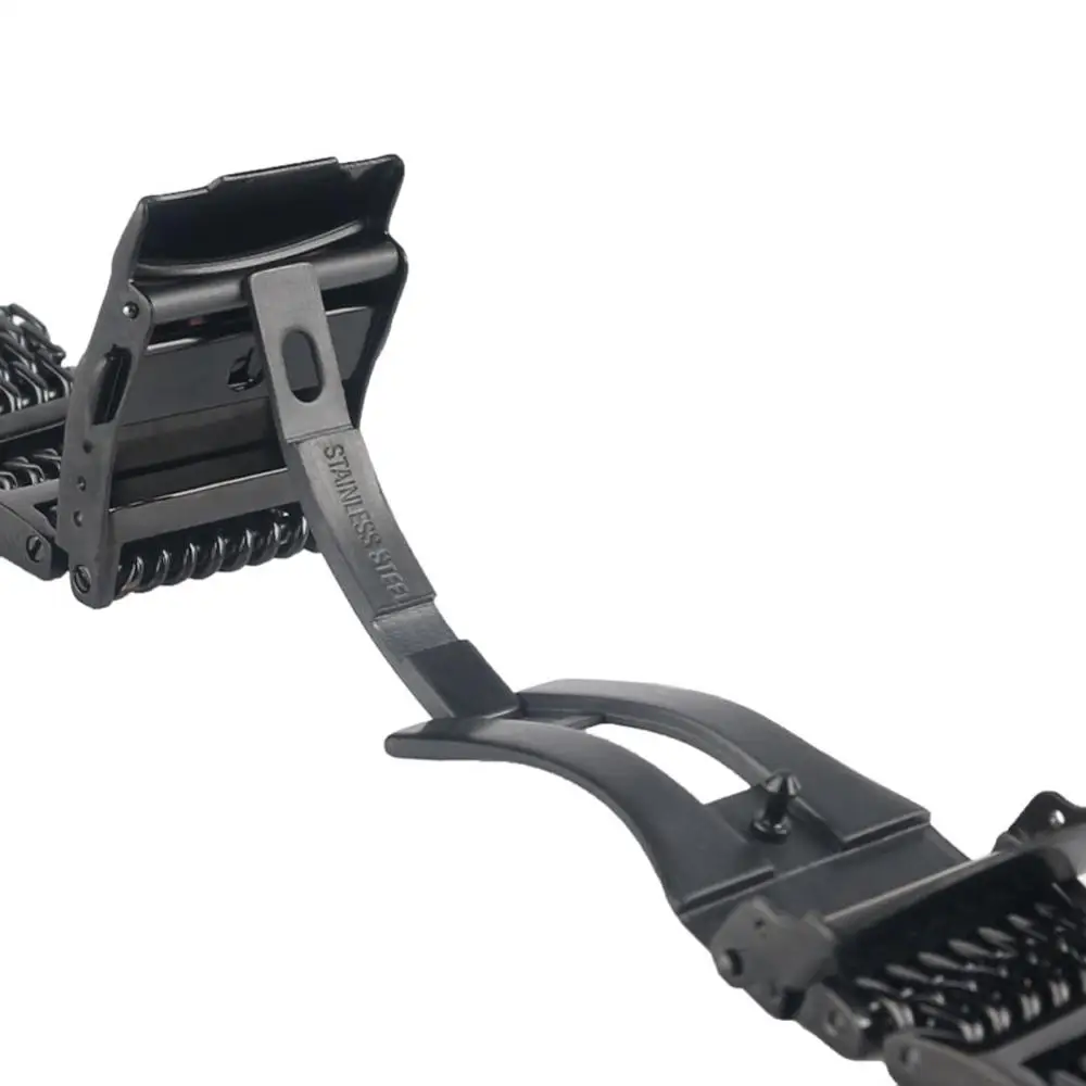 Ремешок из нержавеющей стали для наручных часов черный сетчатый Браслет со