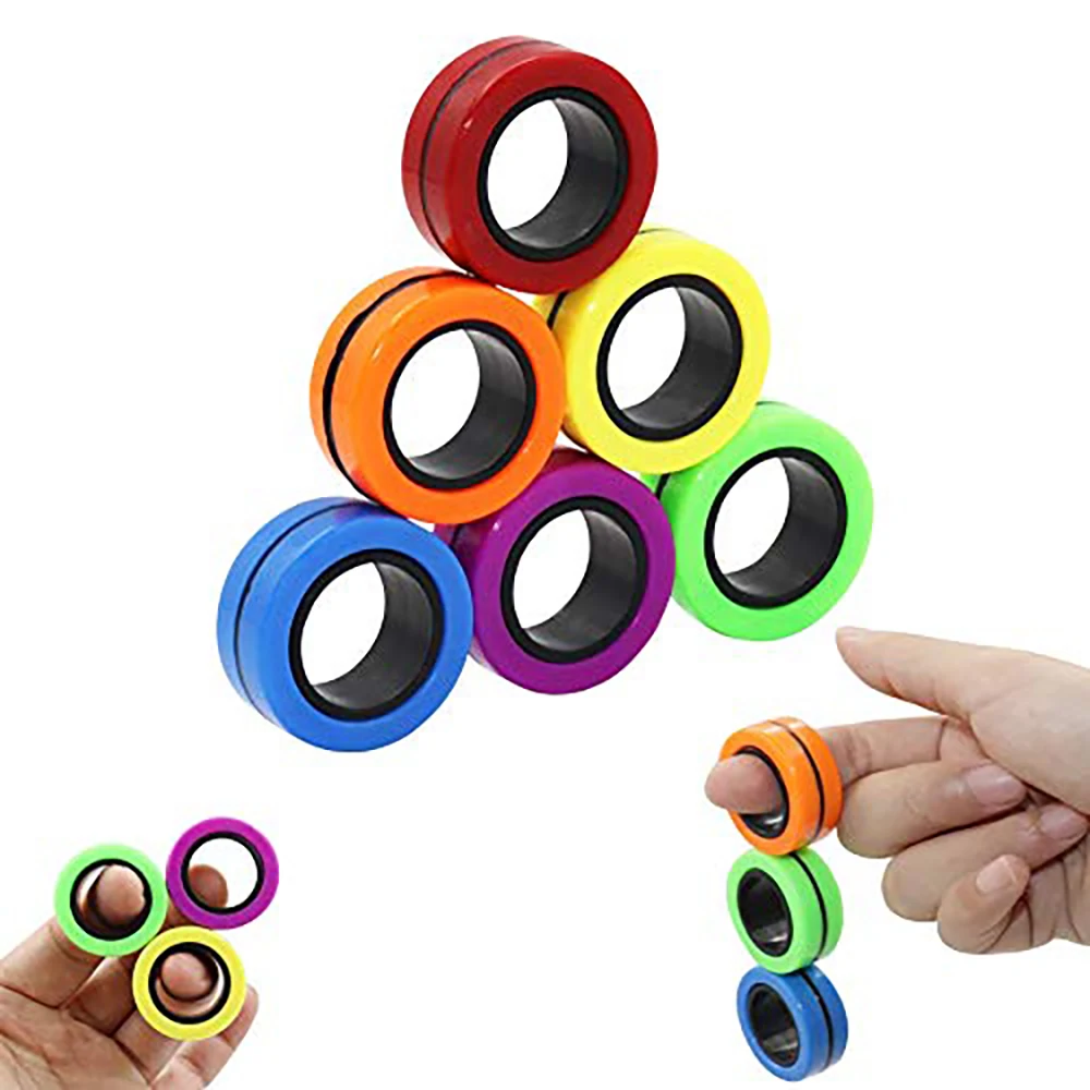 Anti-stress Magnetic Magic Ring Fidget Spinner Magnetic Bracelet Ring Unzip Figet Toy Props Tools Decompression Toys for Child