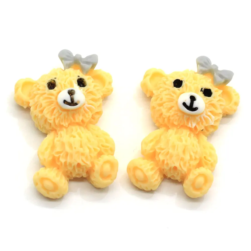 50/100 шт. пастельных полимерных мультяшных медведей миниатюрные банты для волос с