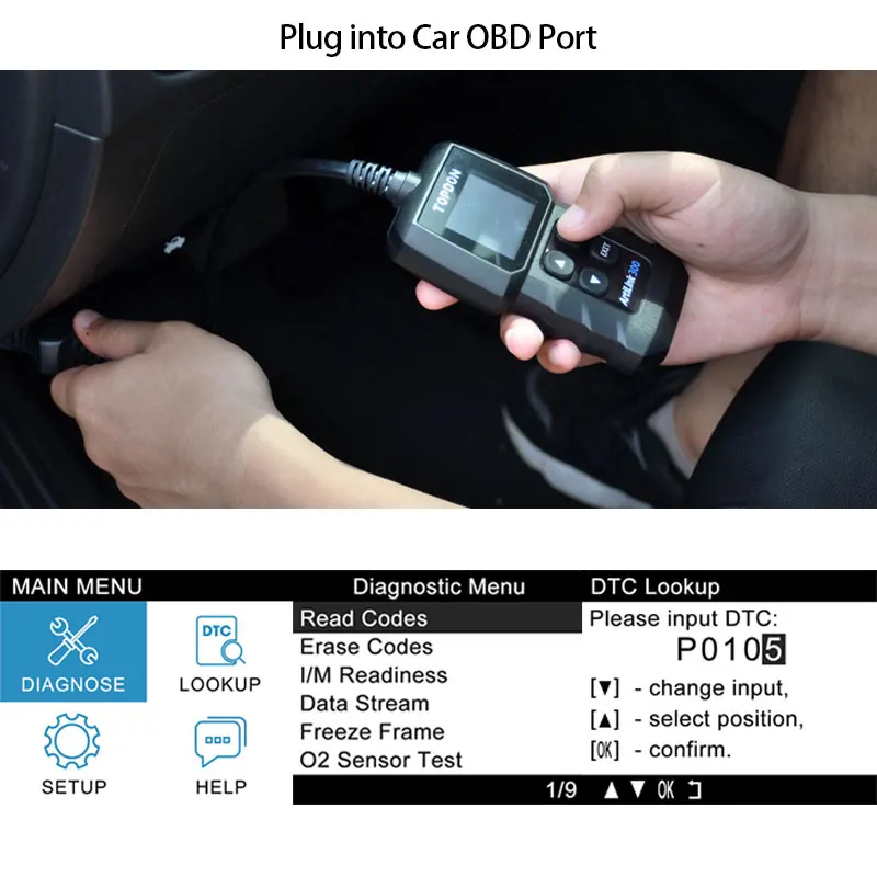 OBD2 сканер TOPDON AL300 профессиональный EOBD OBDII считыватель кодов проверка двигателя ODB2