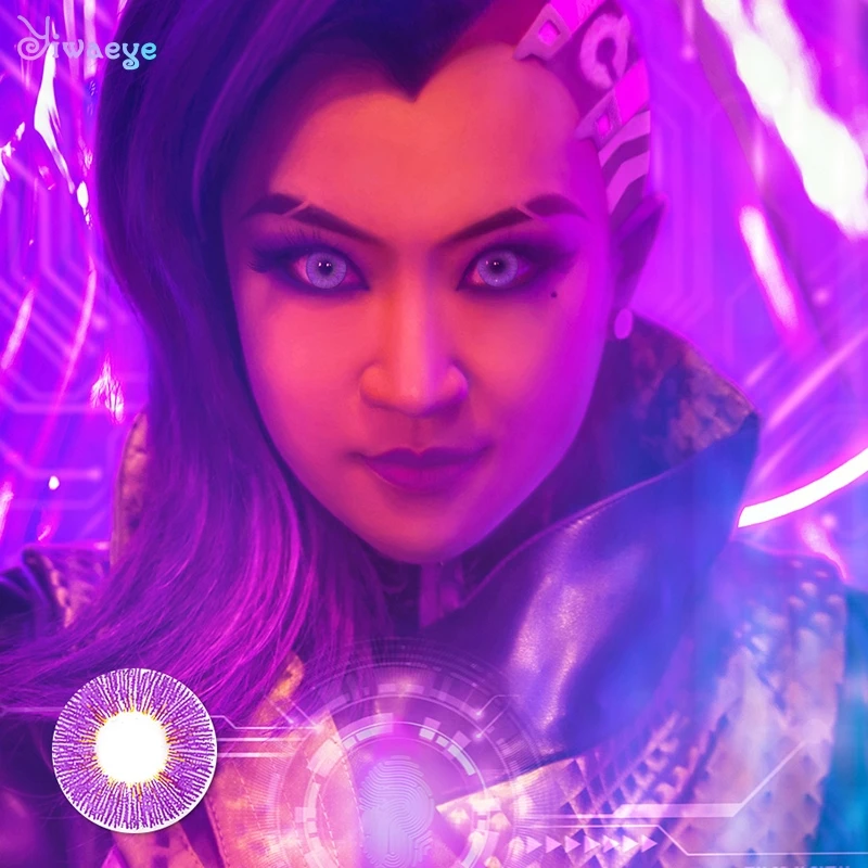 Косплэй контактные линзы на Хэллоуин для глаз фиолетовый Цветной Красота ученик