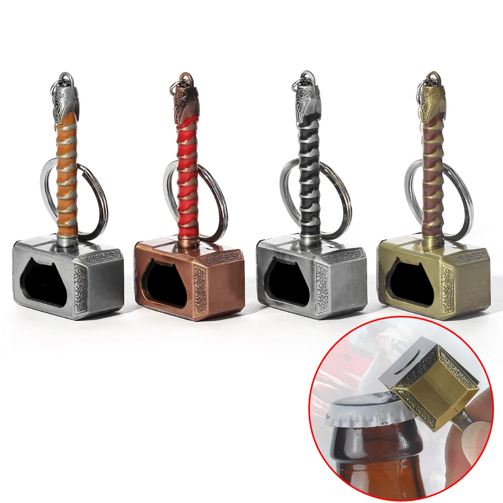 

Marvel Avengers Thor Arms Mjolnir Corkscrew Keychain 2 In 1 Pendant Beer Bottle Opener Thor Captain America Hammer Keychain