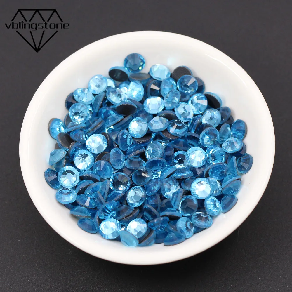 Стразы 1440 шт Аквамарин цвет стразы горячей фиксации с плоской задней частью